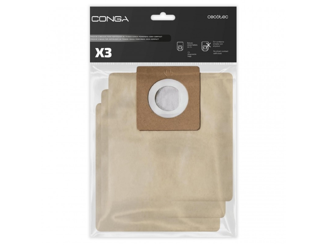 Cecotec Aspirador Trineo Pack De 3 Bolsas Para Aspirador De Trineo Conga Powerbag 2000 Compact (consumible) Cecotec