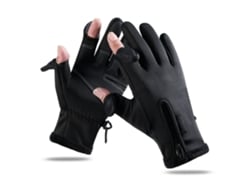 2026-guantes De Pesca Calientes Con Relleno Y Pantalla Táctil, 2 Dedos Cortados Impermeables Para Ciclismo Negro M