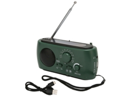 Radio De Emergencia Con Energía Solar, Manivela, Recargable Y Linterna Para Acampar Y Hacer Senderismo, Color Verde.