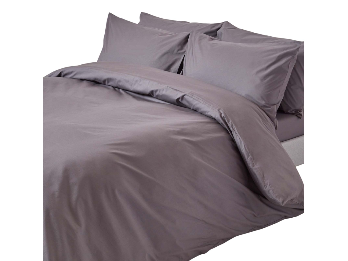 Homescapes Dark Grey Egyptian Cotton Duvet Cover With Pillowcases 200 Tc, King