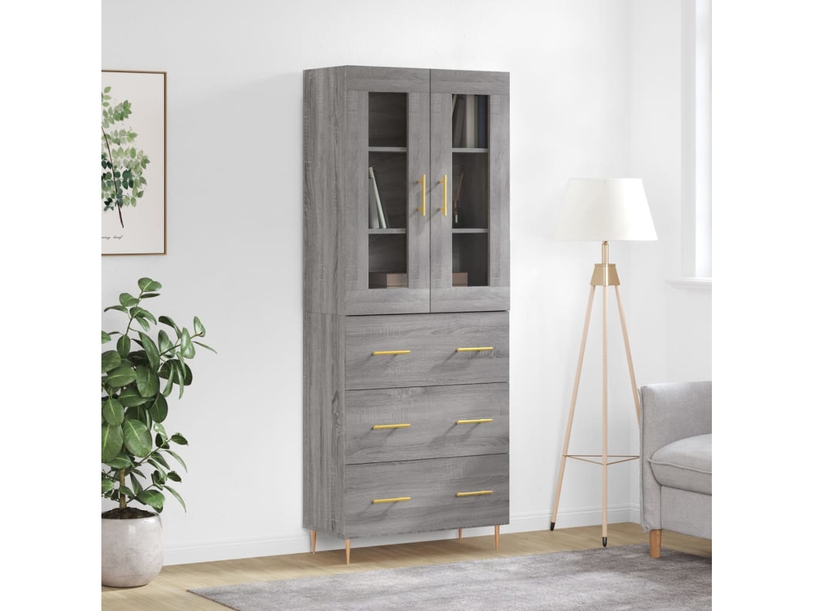 Aparador Alto Madera Contrachapada Gris Sonoma 69,5x34x180 Cm