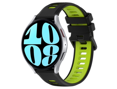 Correa de reloj inteligente para Samsung Galaxy Watch 6 44 mm 20 mm Correa deportiva de silicona bicolor (negro + verde)