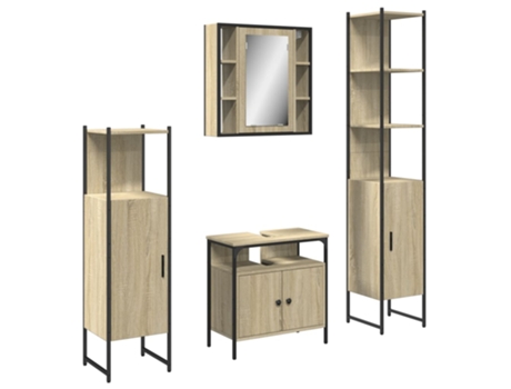 Conjunto 4 de muebles de baño VIDAXL madera ingeniería roble Sonoma