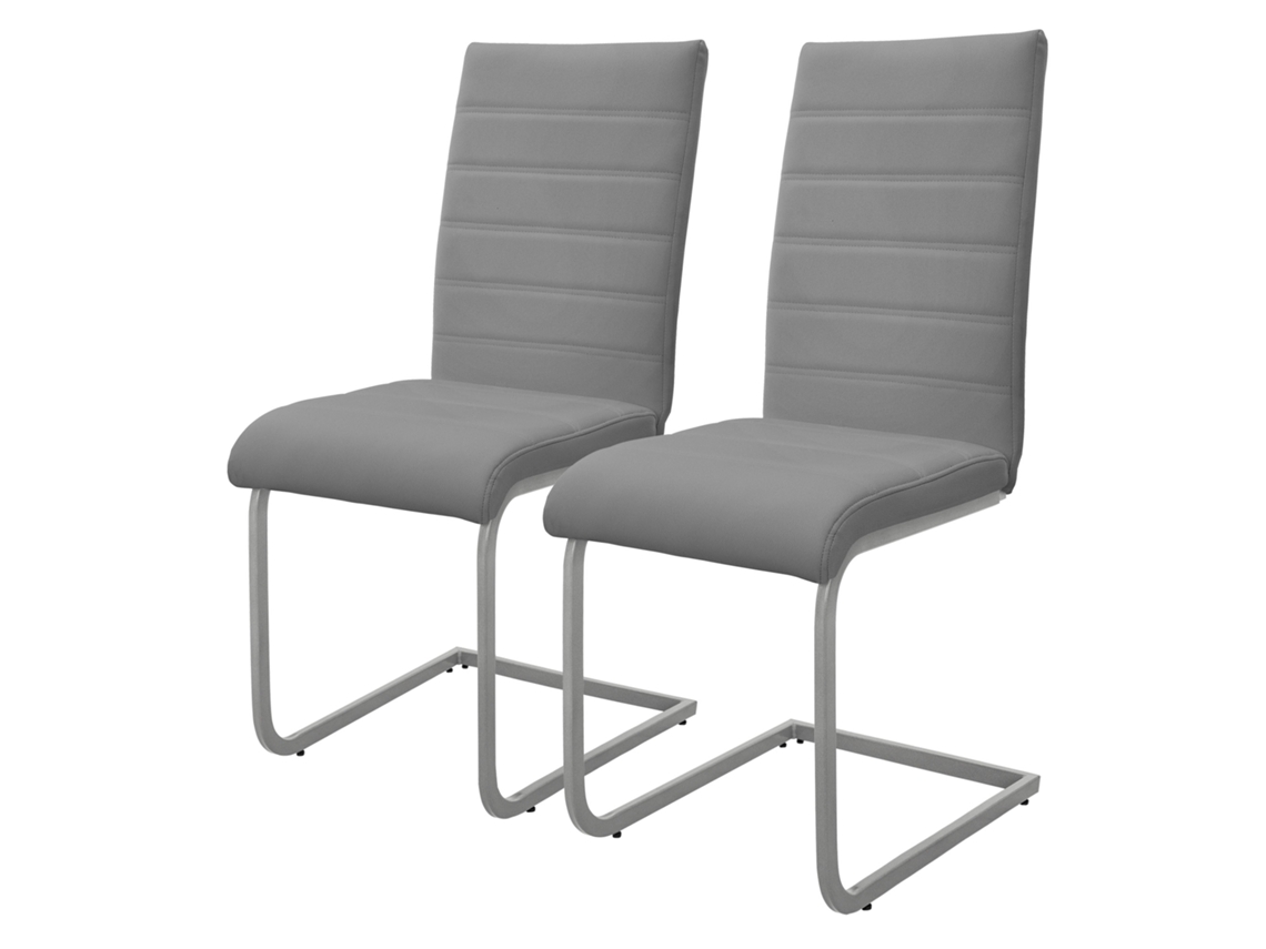 Conjunto de 2 Cadeiras ML-DESIGN de Jantar Cantilever com Encosto em Couro Sintético Cinzento