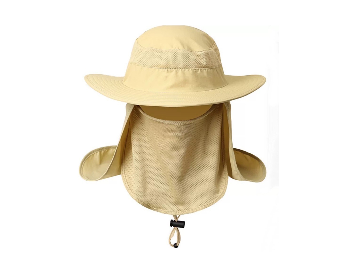Sombrero De Sol Impermeable De Nailon Para Hombre Con Tul Desmontable, Protección Uv, Para Pesca, Camping, Senderismo, Color Caqui.