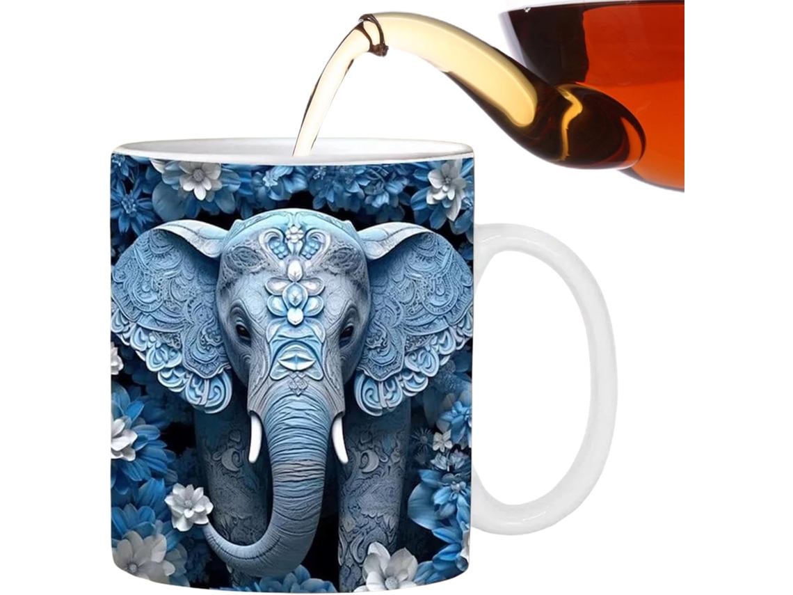 Taza De Café/té Con Forma De Elefante - Hecha De Cerámica
