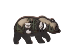 Adornos de panda de madera huecos grabados en 3D