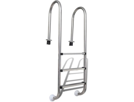 vidaXL Escalera de piscina 3 peldaños acero inoxidable 304 120 cm