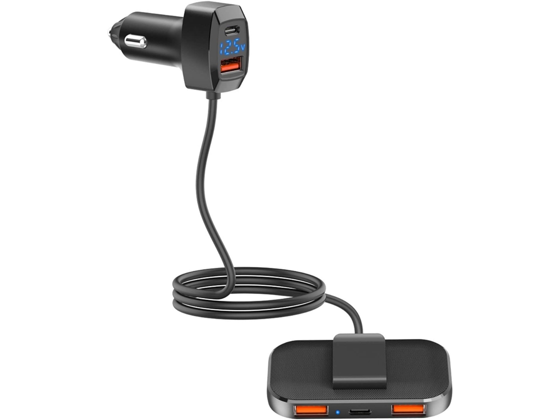 Cargador Usb Para Coche De 31 W Con 5 Puertos De Carga Rápida, Indicador De Voltaje Y Extensión Pd 3.0.