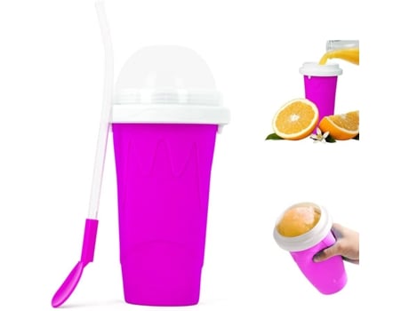 Taza De Batido Roja: Material Seguro, Grado Alimenticio, Congelación Rápida, Pajita Y Cuchara 2 En 1 JEIIBRZUI