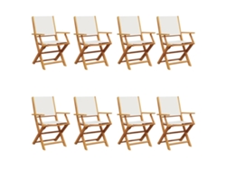 Maison Exclusive - Sillas Jardín Plegables 8 Uds Tela Madera Maciza Y Tela Crema