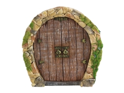 Puerta de hadas en miniatura para jardín infantil con árboles decorativos