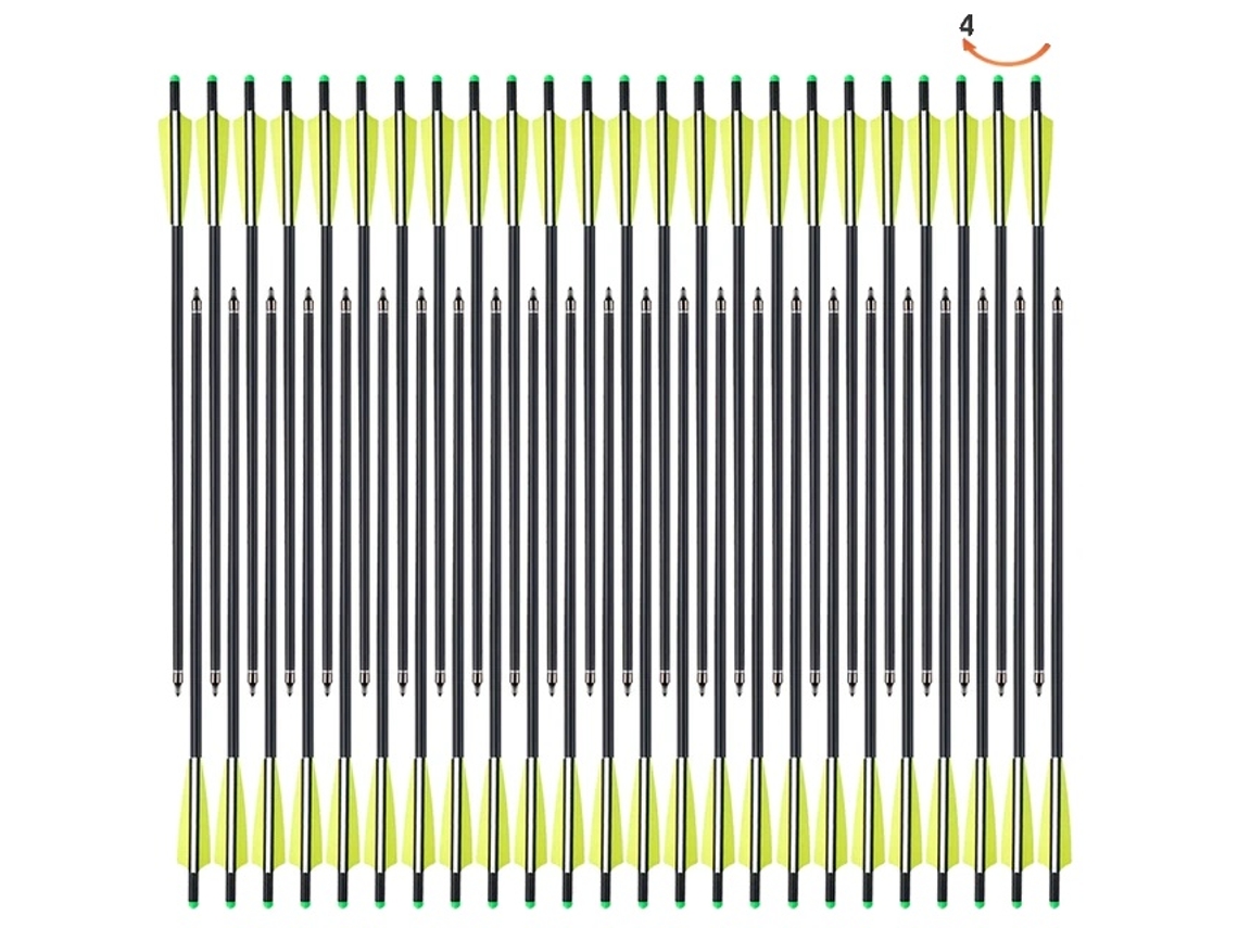 Flechas de carbono, material de carbono mixto, punta de flecha extraíble, 48 piezas de 20 pulgadas, color amarillo OEM