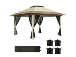 Cenador plegable de 3,6 x 3,6 m, protección UPF50, ruedas, sacos de arena, bolsa de transporte, color crema.