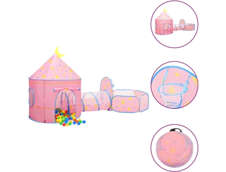 vidaXL Tienda de juegos para niños con 250 bolas rosa 301x120x128 cm