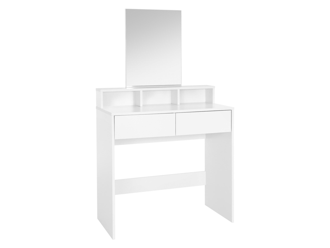 Tocador con Espejo Rectangular ML-DESIGN (Blanco - MDF - 80 x 40 x 140)