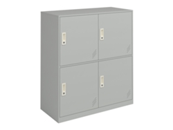 Casillero Metálico Rautavaara 4 puertas con cerradura acero 100x90x40cm - Gris pálido [EN.CASA]