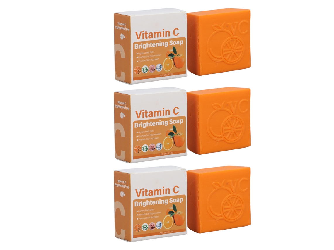 3pcs Jabón De Vitamina C Hidratante Reduce Manchas Oscuras Y Manchas Suaviza Y Ilumina La Piel 100g