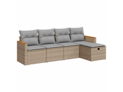 Conjunto 5 De Sofá De Jardín VIDAXL Beige Poli Ratán(55 x 55 x 37 cm)