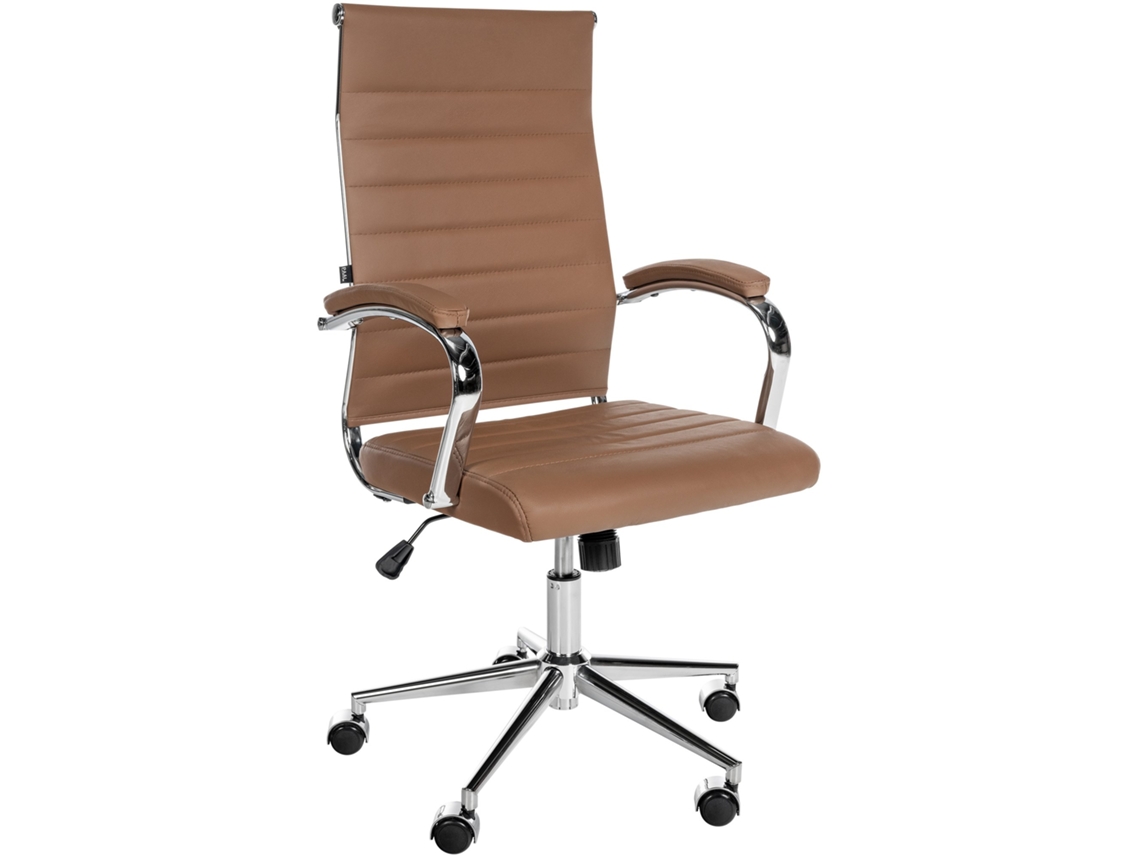 Silla de oficina en cuero genuino Mollis CLP marrón claro
