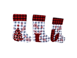 3 calcetines navideños de punto con estampado de dibujos animados para la decoración familiar.