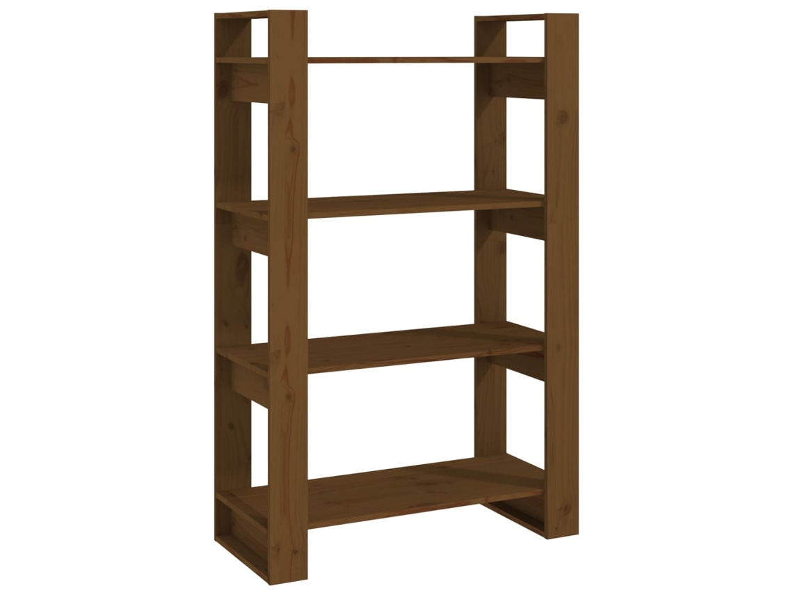 Librería/mampara MAISON EXCLUSIVE de madera maciza, color marrón miel (80x35x125 cm)