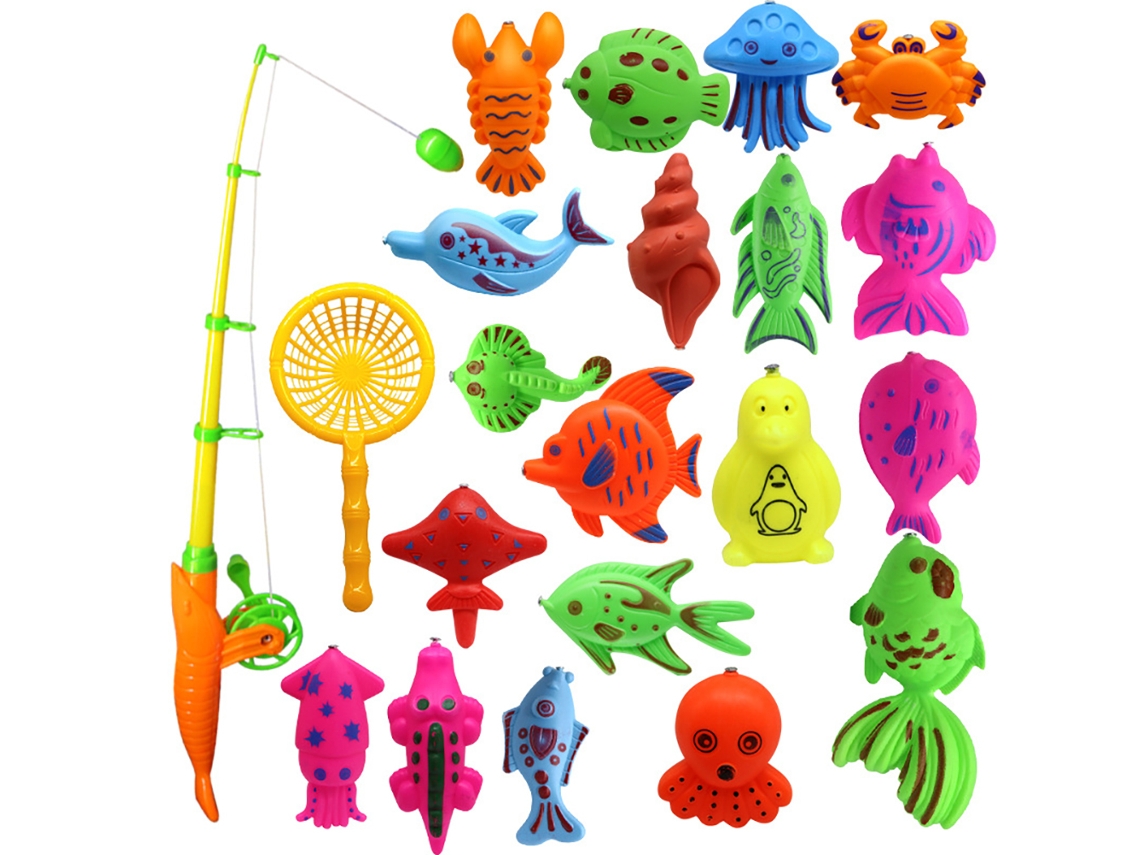 Juguete Magnético De Pesca Para El Baño Con Pez Y Red Para Bebés Mayores De 18 Meses.