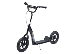 Patinete Infantil Para Niños De 5 A 12 Años, 12 Pulgadas, Freno, Manillar Ajustable, Negro, 120x52x80-88