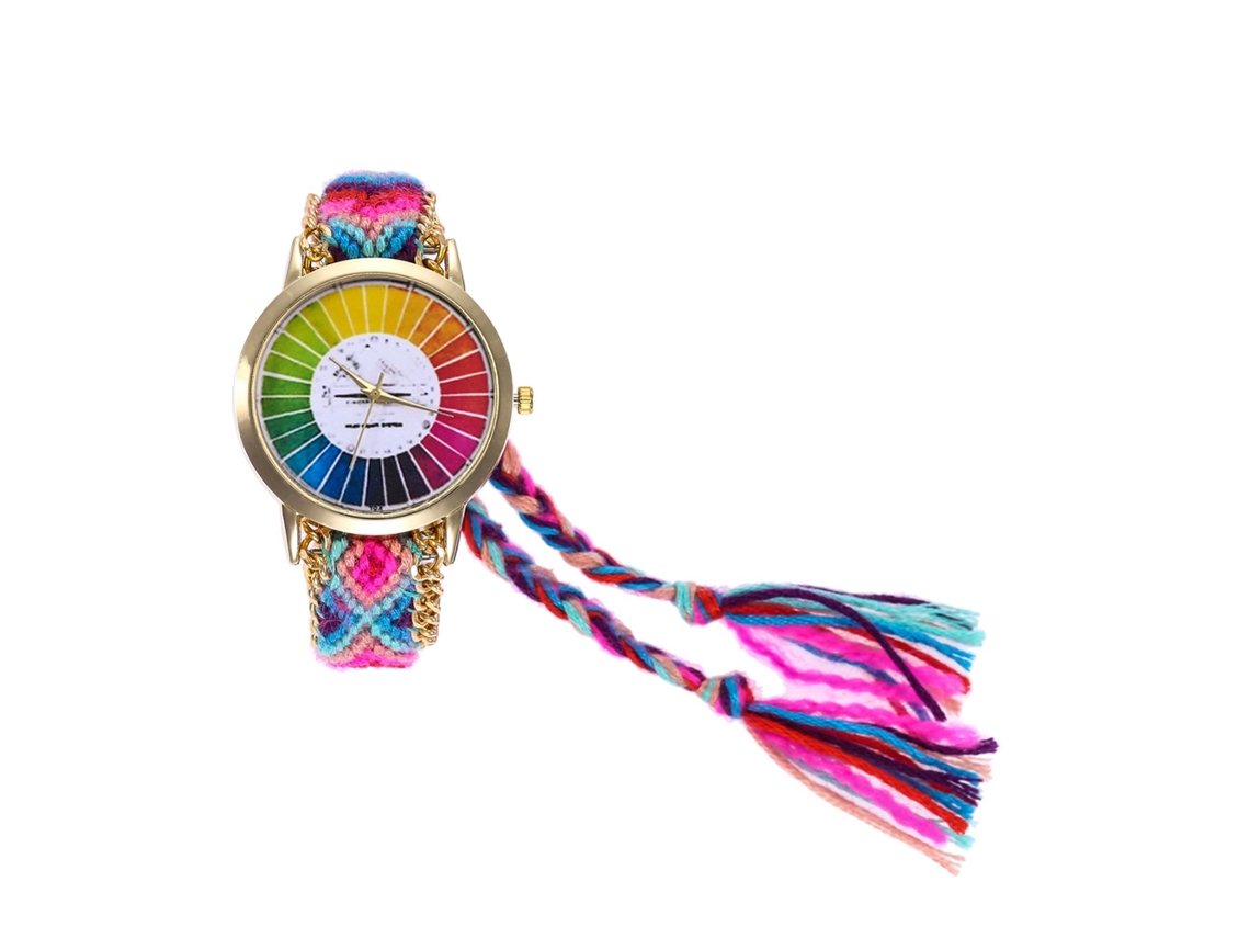 Reloj De Pulsera De Moda Para Mujer Con Brazalete De Cordón De Lana Rosa Y Rojo.