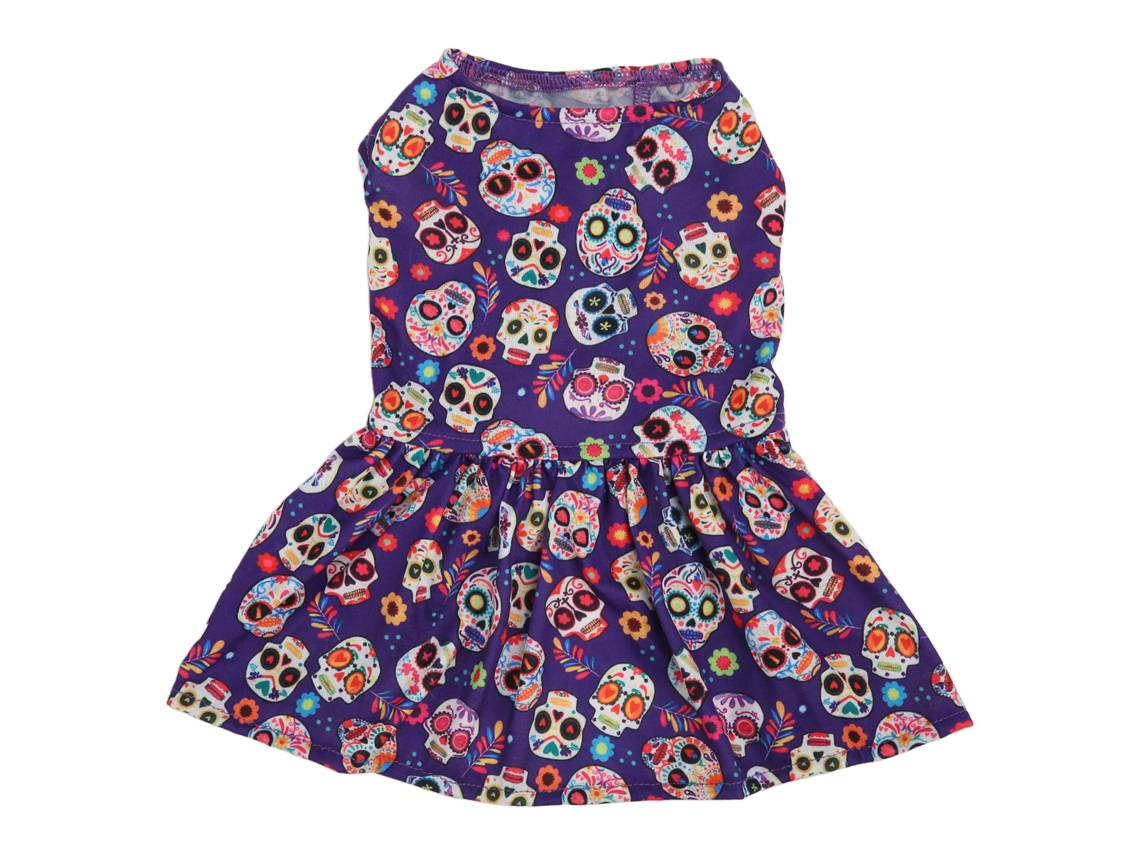 2026altiro-vestido De Halloween Para Mascotas Con Patrón De Calaveras, Suave Y Elástico, Ropa Bonita Para Perros De Fiesta Y Paseos Talla L