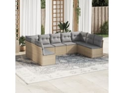 Conjunto de 9 sofás de jardín con cojines de mimbre beige de Dkd Home Decor