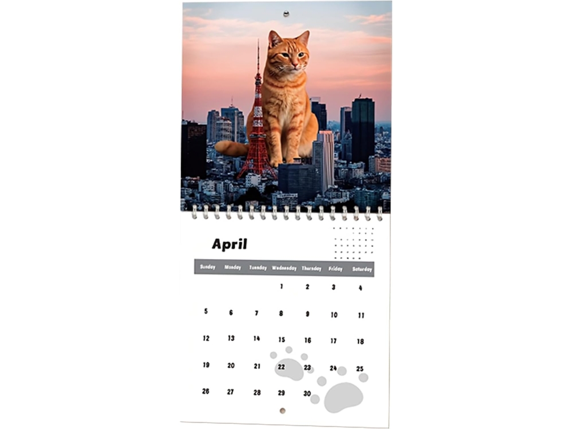 Calendario De Gatos 2026 | Mensual Vertical De 12 Meses Con Espacios Para Citas