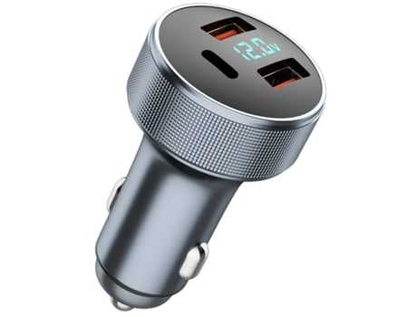 Cargador de coche USB C Encendedor de cigarrillos Adaptador USB C Dual QC 3.0 36W PD Cargador de coche USB USB C con voltímetro LED Carga rápida CH...