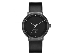 Reloj Hombre Tomi Estilo Simple Dial Redondo Correa Pu Cuarzo (negro)