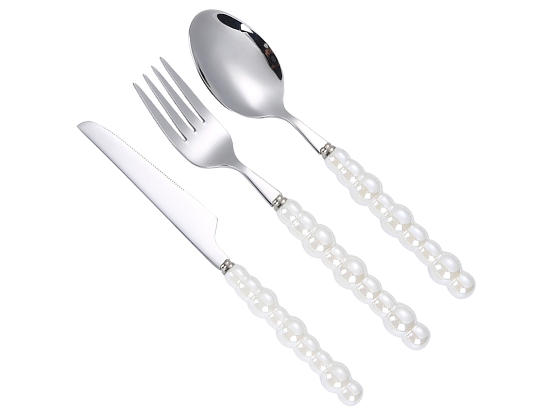 Juego de Cubiertos de Cerámica con Mango Perla en Acero Inoxidable TRUYUETY