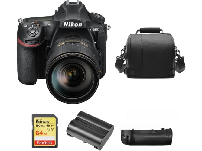 Kit Cámara Réflex NIKON D850 AF-S 24-120MM F4G ED VR + SD 64GB + Funda + EN-EL15A + MB-D18