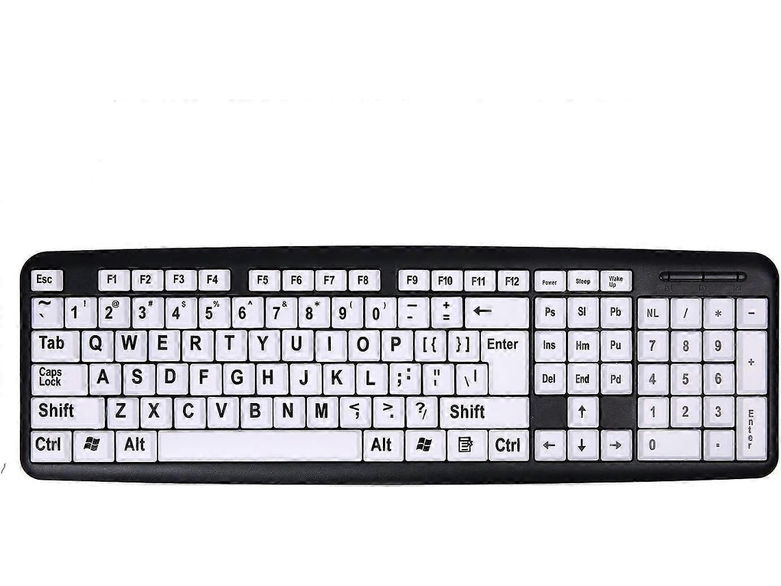 Teclado con cable con letras grandes, teclas grandes, teclados USB para personas con discapacidad visual Everley891
