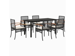 Maison Exclusive - Set De Comedor De Jardín 7 Pzas Y Cojines Ratán Sintético Negro