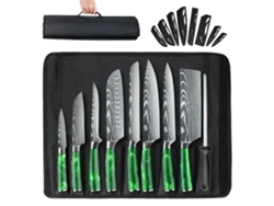 Juego de cuchillos de 10 piezas, acero inoxidable, mango ergonómico, ecológico, OEM verde