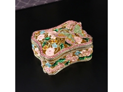 Joyero Cuadrado Calado Con Forma De Mariposa Rosa Y Diamantes (rosa) - Almacenamiento Exquisito