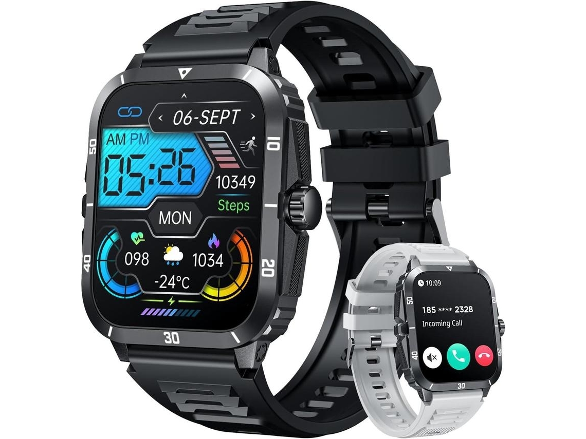 Reloj inteligente para hombre con respuesta a llamadas, pantalla táctil de 2,0 pulgadas, resistente al agua, 3 cajeros automáticos, con monitor de sueño, podómetro, monitor de YEMAESRE