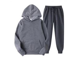 2026-conjunto De Sudadera Con Capucha De Manga Larga Para Hombre Casual De Color Sólido Tjp M Gris Oscuro