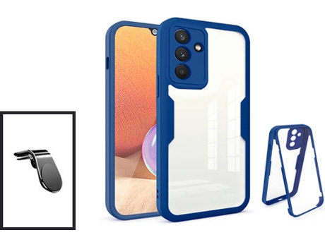 Kit Carcasa 360° Protección Frente y Verso + Soporte Magnético Samsung Galaxy M52 5G GIFT4ME Azul Oscuro