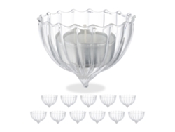 Relaxdays Set 12 Portavelas Flotantes, Cristal, Soportes Velitas Té, Decoración Agua Para Bodas, Piscinas, Transparente