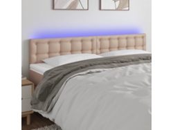 Cabecero Con Led Cuero Sintético Color Capuchino 160x5x78/88 Cm