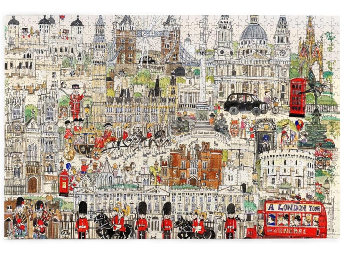 Rompecabezas De Madera De 1000 Piezas Con Dibujos Animados De Londres, Un Regalo Desafiante Para Adultos Y Familias (amarillo)