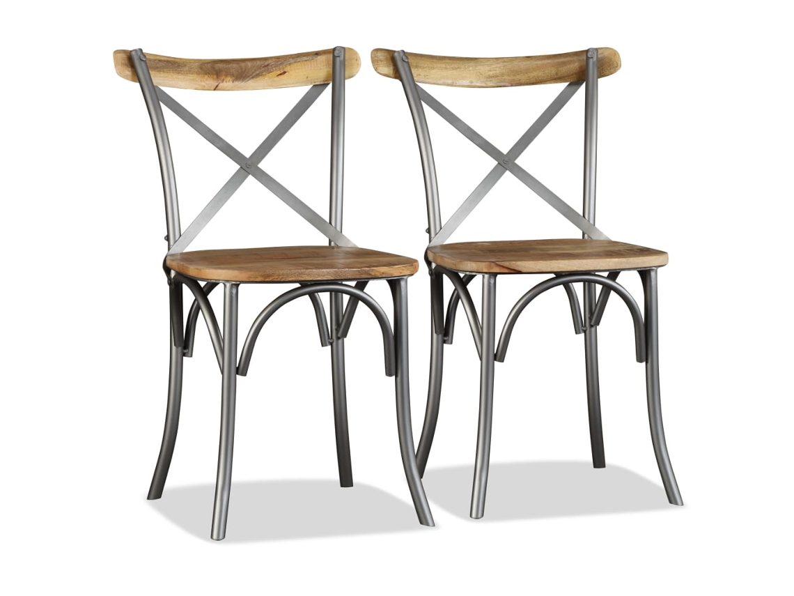 Maison Exclusive - Sillas De Comedor 6 Uds Madera De Mango Respaldo Acero Cruzado