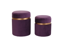 Set 2 Reposapies Poliester Mdf Terciopelo 39x39x49cm