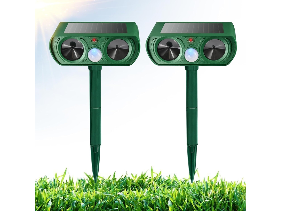 2 Pack Solar Ultrasonic Animal Repellent Repel Waterproof With Motion Detector 