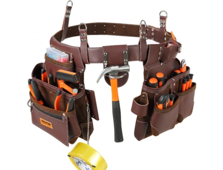 VEVOR Cinturón de herramientas Bolsa de herramientas de construcción de carpintero 22 bolsillos Tamaño de cintura de 29 inch-54